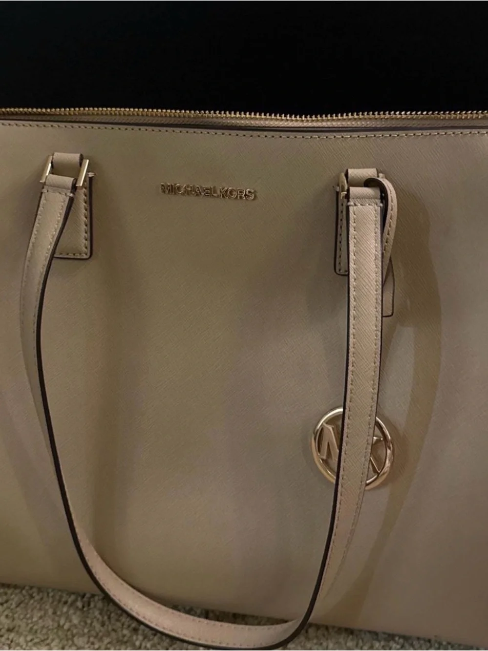 Michael Kors Taupe Tote Bag with Gold Hardware